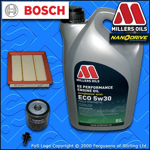 SERVICE KIT for FORD FIESTA MK6 ST150 OIL AIR FILTER +5L MILLERS OIL (2004-2008)