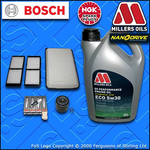 SERVICE KIT for MAZDA 2 (DE) 1.3 OIL AIR CABIN FILTERS PLUGS +EE OIL (2007-2015)