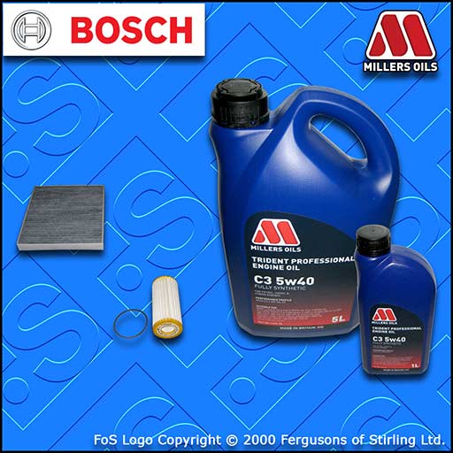 SERVICE KIT for AUDI A3 (8V) S3 QUATTRO BOSCH OIL CABIN FILTERS +OIL (2012-2019)