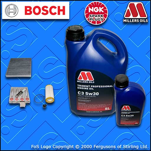 SERVICE KIT for VW GOLF MK7 5G 2.0 R BOSCH OIL CABIN FILTER PLUGS +OIL 2016-2020