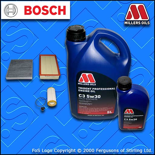 SERVICE KIT for AUDI A3 8V 1.8 2.0 TFSI OIL AIR CABIN FILTERS +OIL (2012-2020)