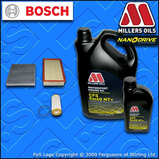 SERVICE KIT AUDI A3 (8V) S3 QUATTRO BOSCH OIL AIR CABIN FILTERS +OIL (2012-2019)