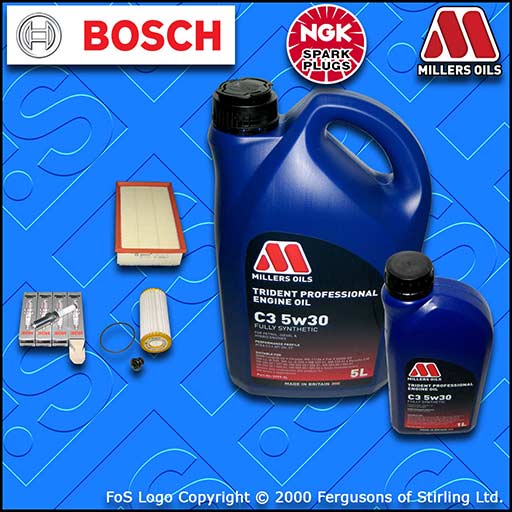 SERVICE KIT for AUDI A3 (8V) S3 QUATTRO CJXC OIL AIR FILTER PLUGS +OIL 2012-2016