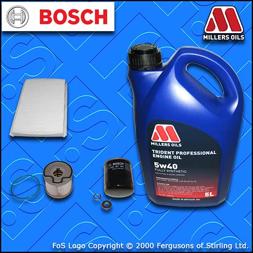 SERVICE KIT PEUGEOT 307 2.0 HDI 8V OIL FUEL CABIN FILTERS BOSCH +OIL (2000-2001)