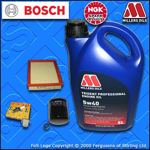 SERVICE KIT for PEUGEOT 206 1.6 8V OIL AIR FILTER PLUGS +5L 5w40 OIL (1998-2000)