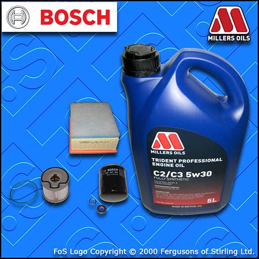 SERVICE KIT for PEUGEOT 206 2.0 HDI OIL AIR FUEL FILTERS BOSCH +OIL (1999-2001)