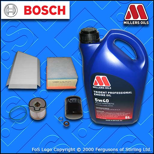SERVICE KIT PEUGEOT 206 2.0 HDI OIL AIR FUEL CABIN FILTERS BOSCH +OIL 1999-2001