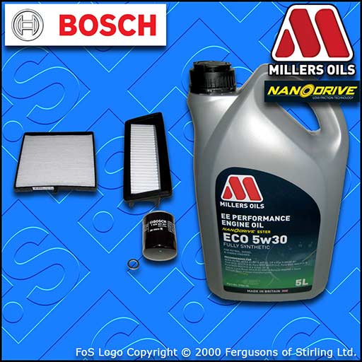 SERVICE KIT for HYUNDAI i10 1.2 BOSCH OIL AIR CABIN FILTERS +OIL (2008-2013)