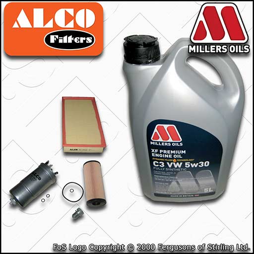 SERVICE KIT for VW NEW BEETLE 1.9 TDI OIL AIR FUEL FILTER +5w30 OIL (1998-2010)