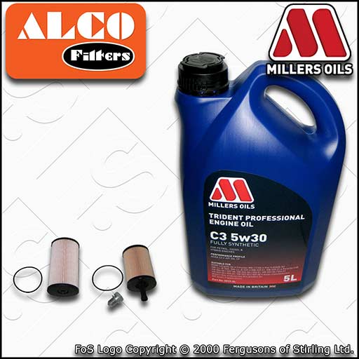 SERVICE KIT for AUDI A3 (8P) 1.9 TDI ALCO OIL FUEL FILTERS with OIL (2005-2009)