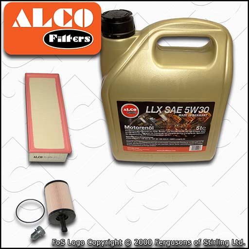 SERVICE KIT for AUDI A5 8T 2.0 TDI ALCO OIL AIR FILTERS +OIL (2009-2012)