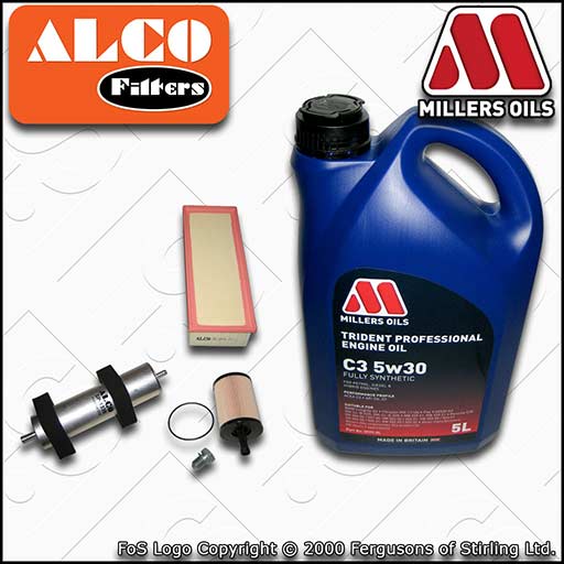 SERVICE KIT for AUDI A5 8T 2.0 TDI OIL AIR FUEL FILTERS +C3 OIL (2009-2012)
