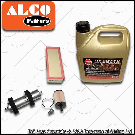 SERVICE KIT for AUDI A5 8T 2.0 TDI ALCO OIL AIR FUEL FILTERS +OIL (2009-2012)