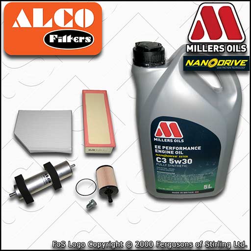 SERVICE KIT for AUDI A5 8T 2.0 TDI OIL AIR FUEL CABIN FILTER +EE OIL (2009-2012)
