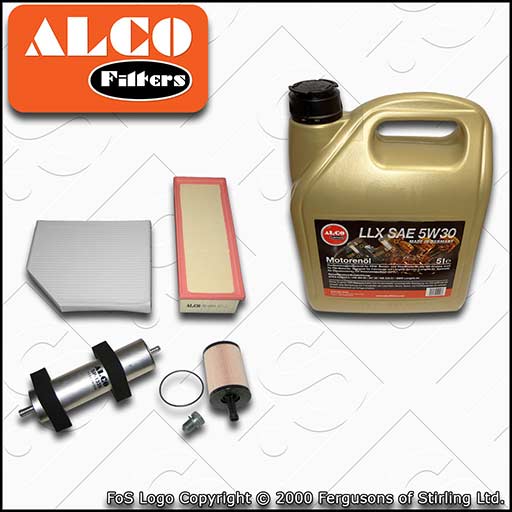 SERVICE KIT for AUDI A5 8T 2.0 TDI ALCO OIL AIR FUEL CABIN FILTER +OIL 2009-2012