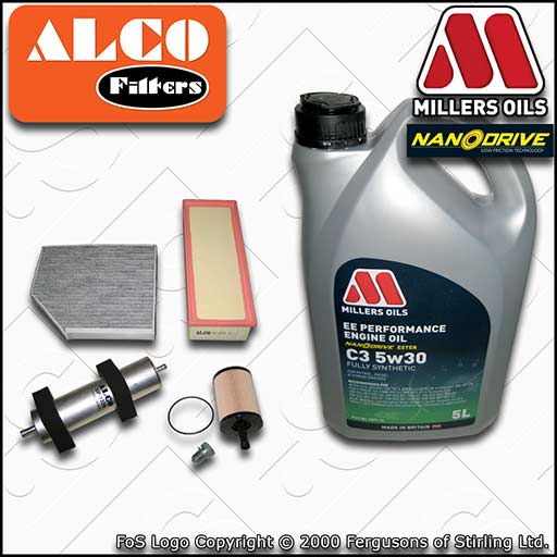 SERVICE KIT for AUDI A5 8T 2.0 TDI OIL AIR FUEL CABIN FILTER +EE OIL (2009-2012)