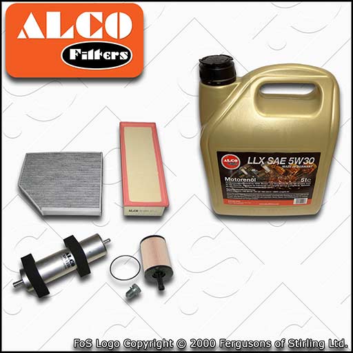 SERVICE KIT for AUDI A5 8T 2.0 TDI ALCO OIL AIR FUEL CABIN FILTER +OIL 2009-2012