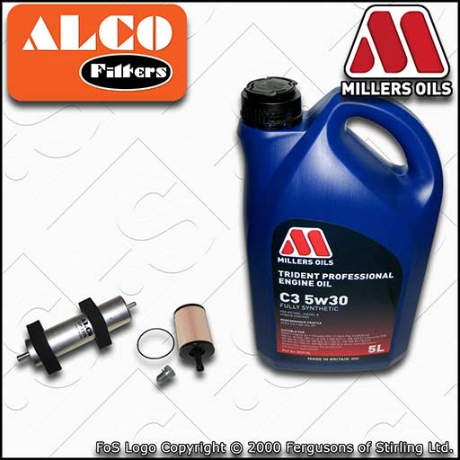 SERVICE KIT for AUDI A5 8T 2.0 TDI OIL FUEL FILTERS +C3 OIL (2009-2012)