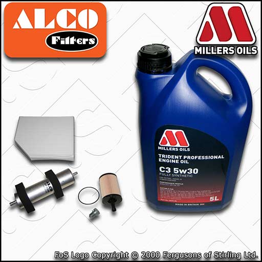SERVICE KIT for AUDI A5 8T 2.0 TDI OIL FUEL CABIN FILTERS +C3 OIL (2009-2012)