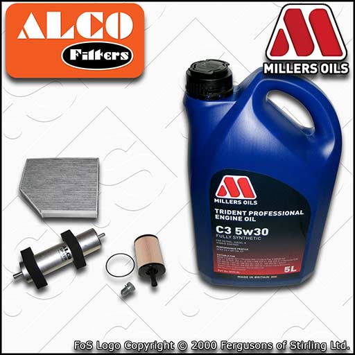 SERVICE KIT for AUDI A5 8T 2.0 TDI OIL FUEL CABIN FILTERS +C3 OIL (2009-2012)