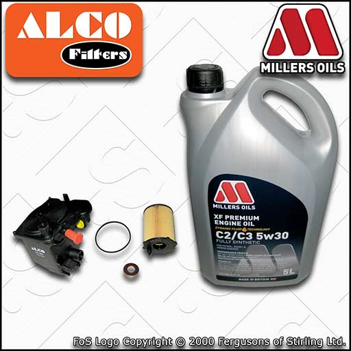 SERVICE KIT for PEUGEOT 407 1.6 HDI ALCO OIL FUEL FILTERS +XF OIL (2004-2010)