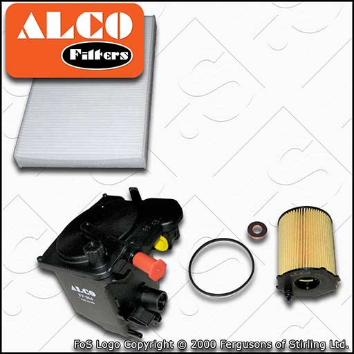 SERVICE KIT for PEUGEOT 307 1.6 HDI ALCO OIL FUEL CABIN FILTERS (2004-2009)