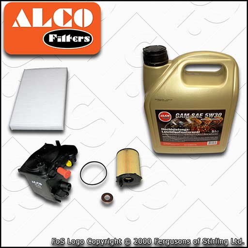 SERVICE KIT for PEUGEOT 308 1.6 HDI SW ALCO OIL FUEL CABIN FILTER +OIL 2007-2010