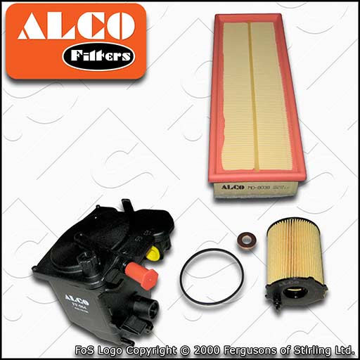 SERVICE KIT for PEUGEOT 207 1.6 HDI ALCO OIL AIR FUEL FILTERS (2006-2011)