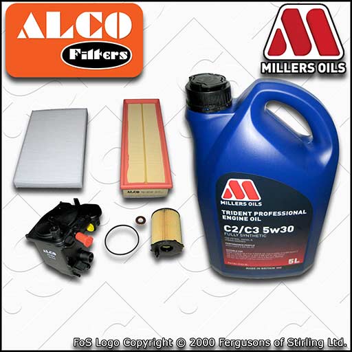SERVICE KIT for CITROEN C2 1.6 HDI OIL AIR FUEL CABIN FILTER +OIL 2005-2009