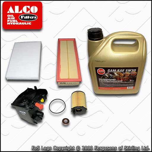 SERVICE KIT for PEUGEOT 308 1.6 HDI SW OIL AIR FUEL CABIN FILTERS +OIL 2007-2010