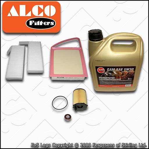 SERVICE KIT for PEUGEOT 308 1.6 HDI ALCO OIL AIR CABIN FILTERS +OIL (2013-2018)