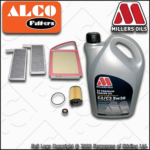 SERVICE KIT for PEUGEOT 308 1.6 HDI OIL AIR CABIN FILTER +C2 OIL (2013-2018)
