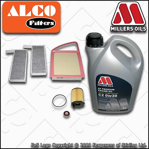 SERVICE KIT for PEUGEOT 308 1.6 HDI OIL AIR CABIN FILTER +C2 OIL (2013-2018)