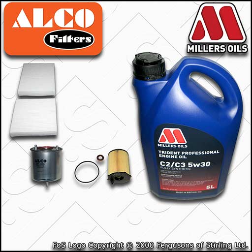 SERVICE KIT for PEUGEOT 2008 1.4 HDI OIL FUEL CABIN FILTER +5w30 OIL (2013-2019)