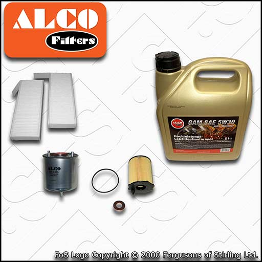 SERVICE KIT for PEUGEOT 308 1.6 HDI ALCO OIL FUEL CABIN FILTERS +OIL (2013-2018)