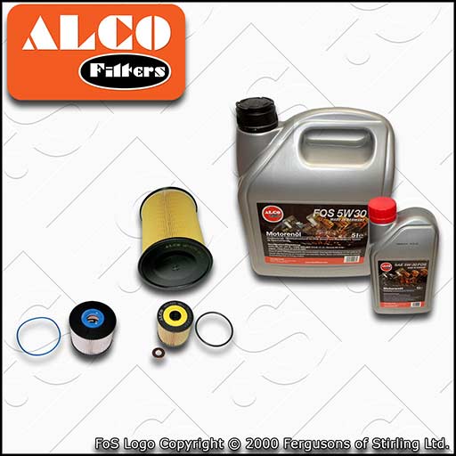 SERVICE KIT for FORD KUGA 2.0 TDCI ALCO OIL AIR FUEL FILTERS +OIL (2013-2014)