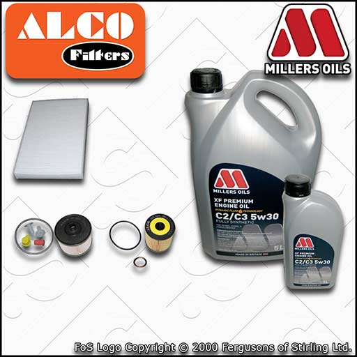 SERVICE KIT for PEUGEOT 308 2.0 HDI DW10BTED4 OIL FUEL CABIN FILTER +OIL (07-14)