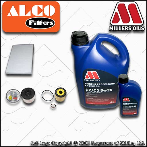 SERVICE KIT for PEUGEOT 308 2.0 HDI DW10BTED4 OIL FUEL CABIN FILTER +OIL (07-14)