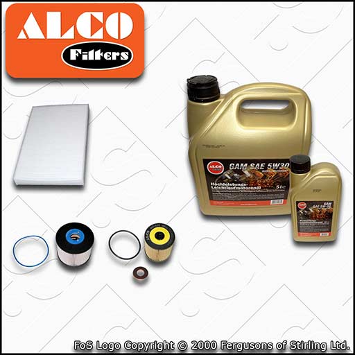 SERVICE KIT for PEUGEOT RCZ 2.0 HDI ALCO OIL FUEL CABIN FILTERS +OIL (2010-2015)