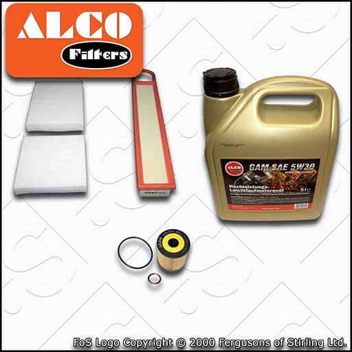 SERVICE KIT for PEUGEOT 207 1.4 16V VTI OIL AIR CABIN FILTER +5w30 OIL 2007-2013