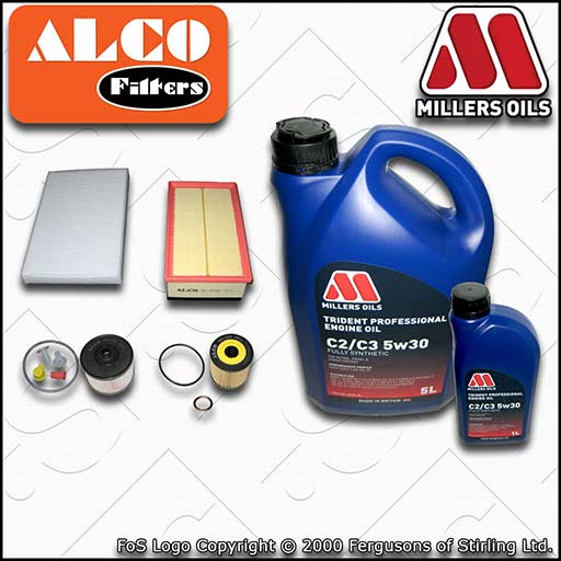 SERVICE KIT for PEUGEOT 308 2.0 HDI DW10BTED4 OIL AIR FUEL CABIN FILTERS +OIL