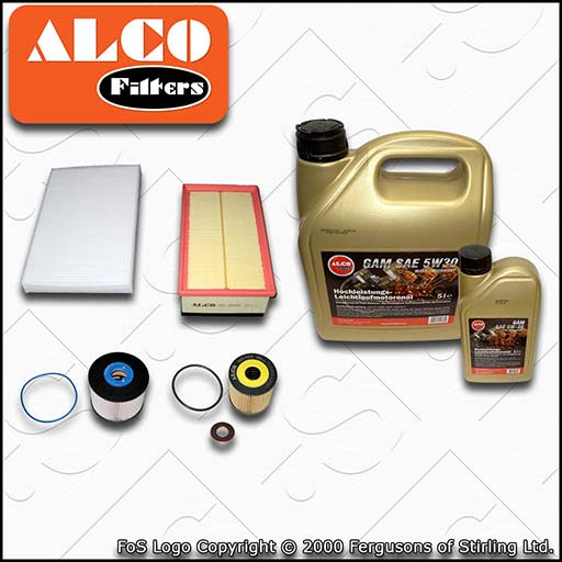 SERVICE KIT for PEUGEOT RCZ 2.0 HDI OIL AIR FUEL CABIN FILTERS +OIL (2010-2015)