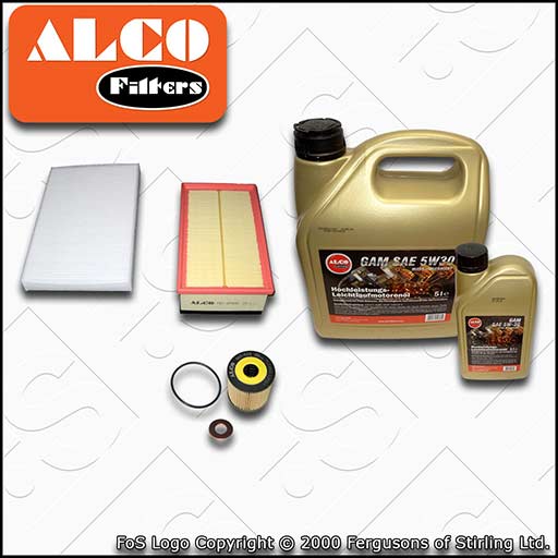 SERVICE KIT for PEUGEOT RCZ 2.0 HDI ALCO OIL AIR CABIN FILTERS +OIL (2010-2015)