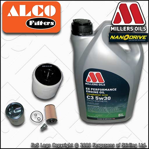 SERVICE KIT for AUDI A1 (8X) 1.6 TDI OIL AIR FUEL FILTERS +EE OIL (2010-2011)