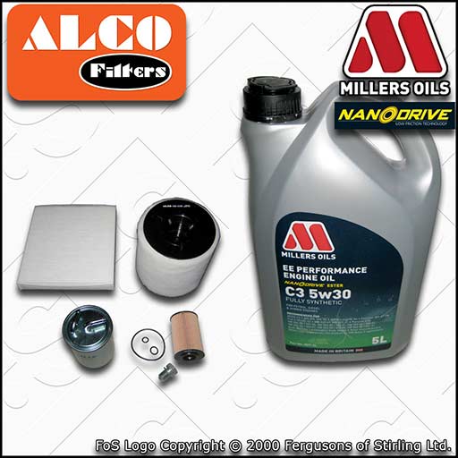 SERVICE KIT for AUDI A1 (8X) 1.6 TDI OIL AIR FUEL CABIN FILTERS +OIL (2010-2010)