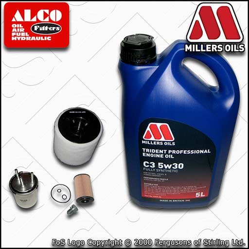 SERVICE KIT for AUDI A1 (8X) 1.6 TDI OIL AIR FUEL FILTERS +C3 OIL (2011-2012)