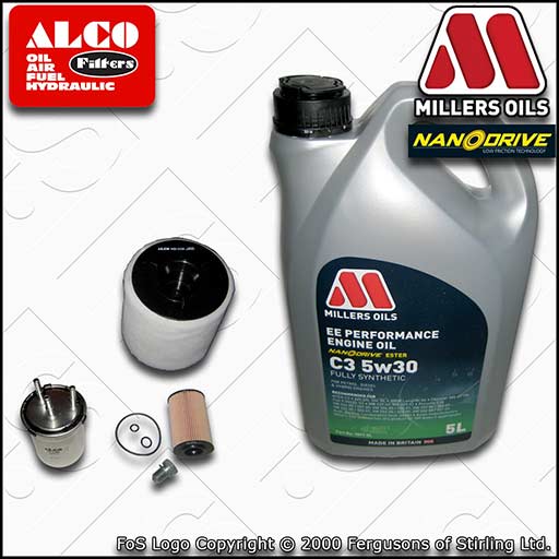 SERVICE KIT for AUDI A1 (8X) 1.6 TDI OIL AIR FUEL FILTERS +EE OIL (2011-2012)