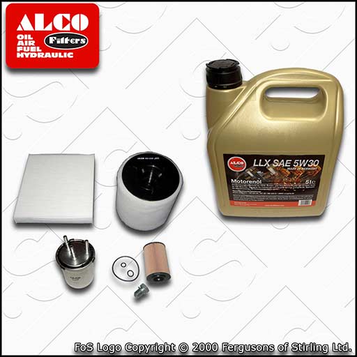 SERVICE KIT for AUDI A1 (8X) 1.6 TDI OIL AIR FUEL CABIN FILTERS +OIL (2011-2012)