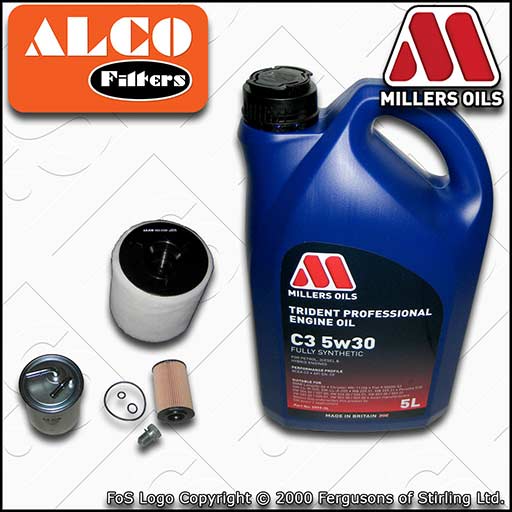 SERVICE KIT for AUDI A1 (8X) 1.6 TDI OIL AIR FUEL FILTERS +C3 OIL (2012-2015)
