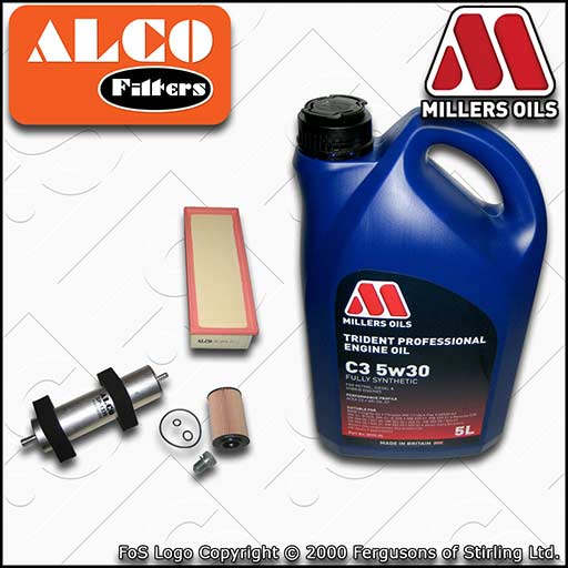 SERVICE KIT for AUDI A5 8T 2.0 TDI OIL AIR FUEL FILTERS +C3 OIL (2011-2016)